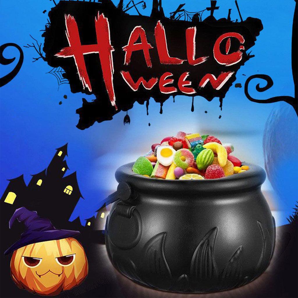 Halloween Witch Cauldron Decoration Black Plastic Witches Cauldron Pumpkin Treat Bucket Candy Basket Trick Or Treat