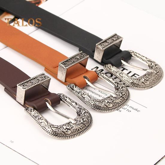 Women Retro Belt Solid Color Faux Leather Waistband Adjustable Length Multi Holes Design Jeans Belt Costume Accessories