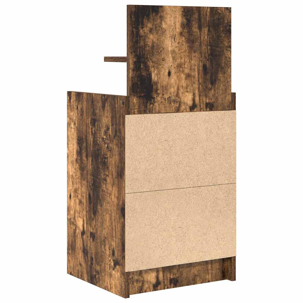 Nightstand with 2 Drawers Smoked Oak Finish 38 x 34 x 80 cm
