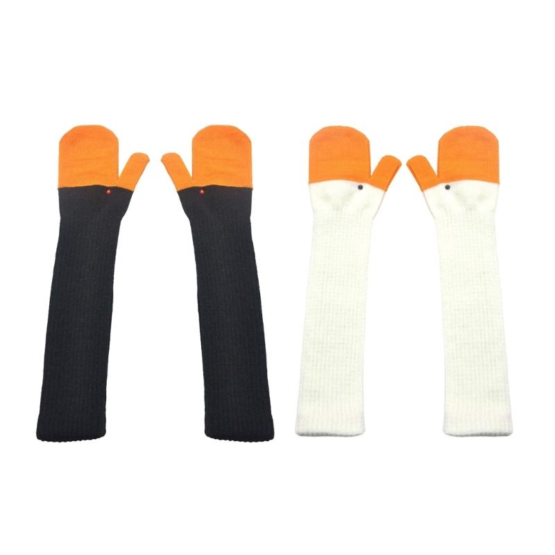 Adult Long Knitted Gloves Features Fun 3D Gooses for Winter Warmth Suitable for Outdoor Activity and Home Use