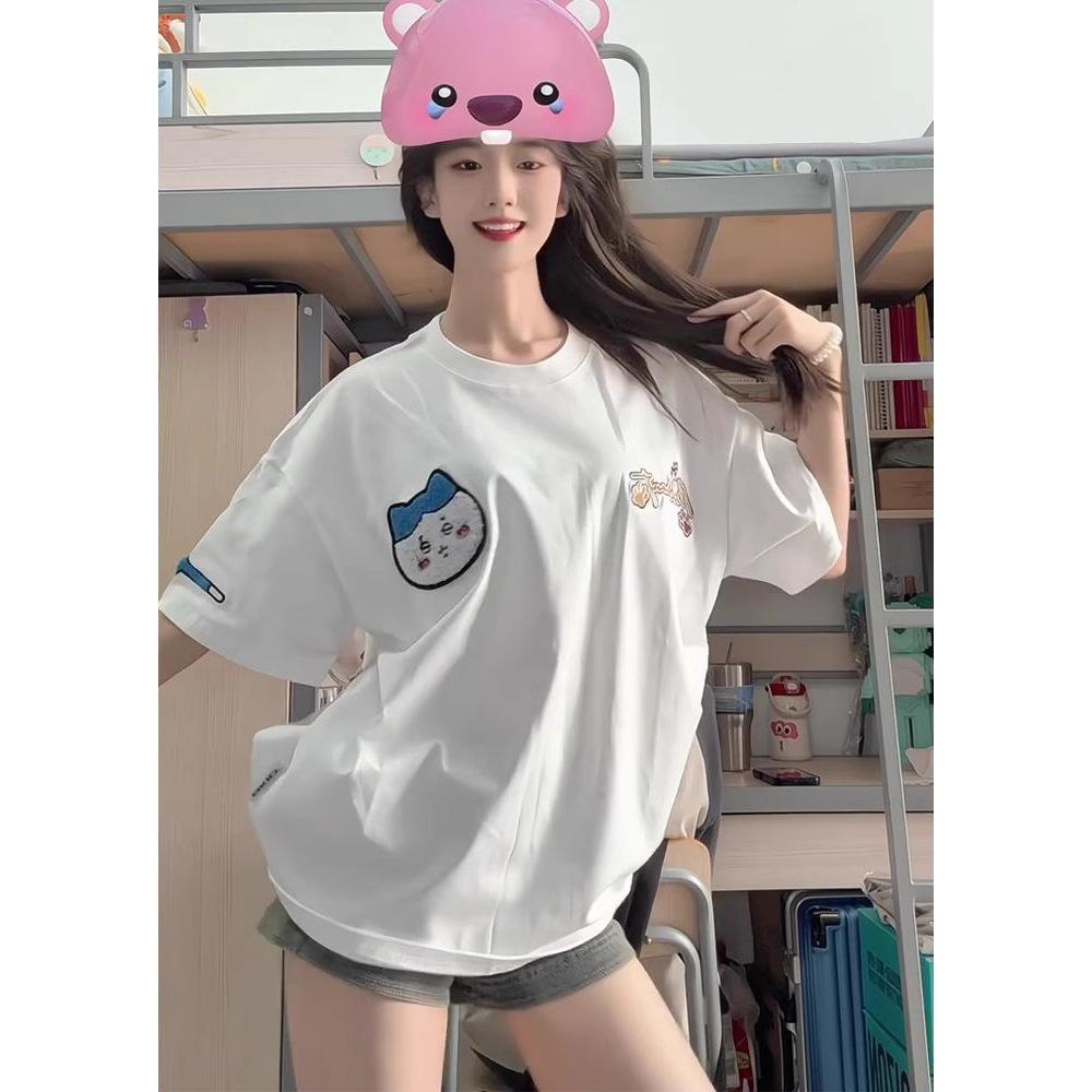 Cartoon Print Unisex Cotton Summer T-Shirt, Short-Sleeve, New 2025 Style