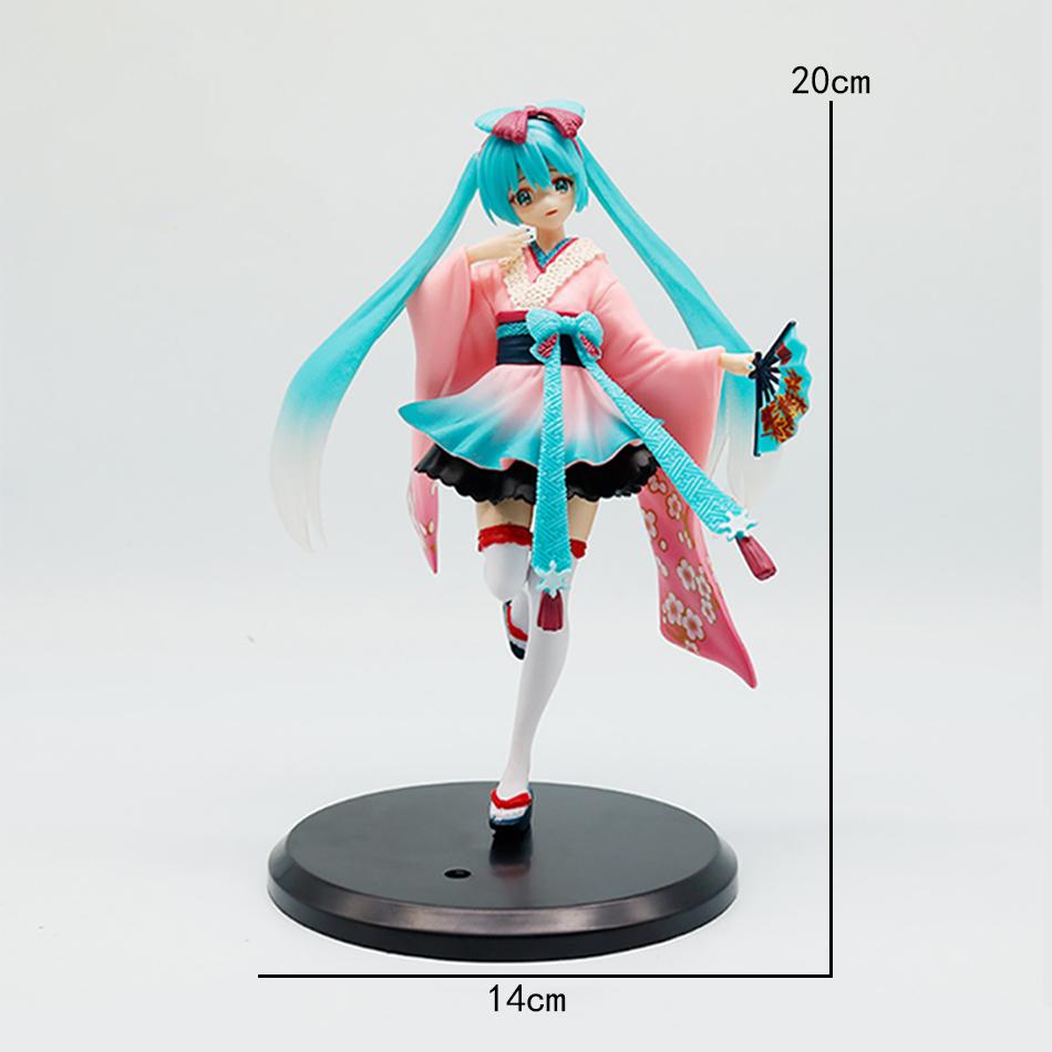 Anime Hatsune Miku Anime 20cm Figure Pink Dress PVC Model Action Cherry Pink Cherry Blossom Decoration Gift In Stock