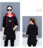 Women's Hooded Long Sleeve Tunic Hoodie Oversized Elegant Commuter Letter Embroidery Fleece Lined Mid Length Sweatshirt