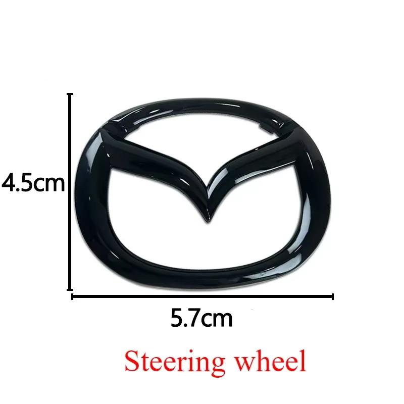 Plastic 14cm Car Front Trunk Emblem for Mazda 5 Logo Buckle Steering Wheel Badge 3D Replaced Sticker Rear Refitting Decoration h3