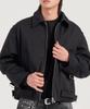 Button Seoul Crop Silhouette Minimal Two-Way Padded Blouson Jacket (Black)