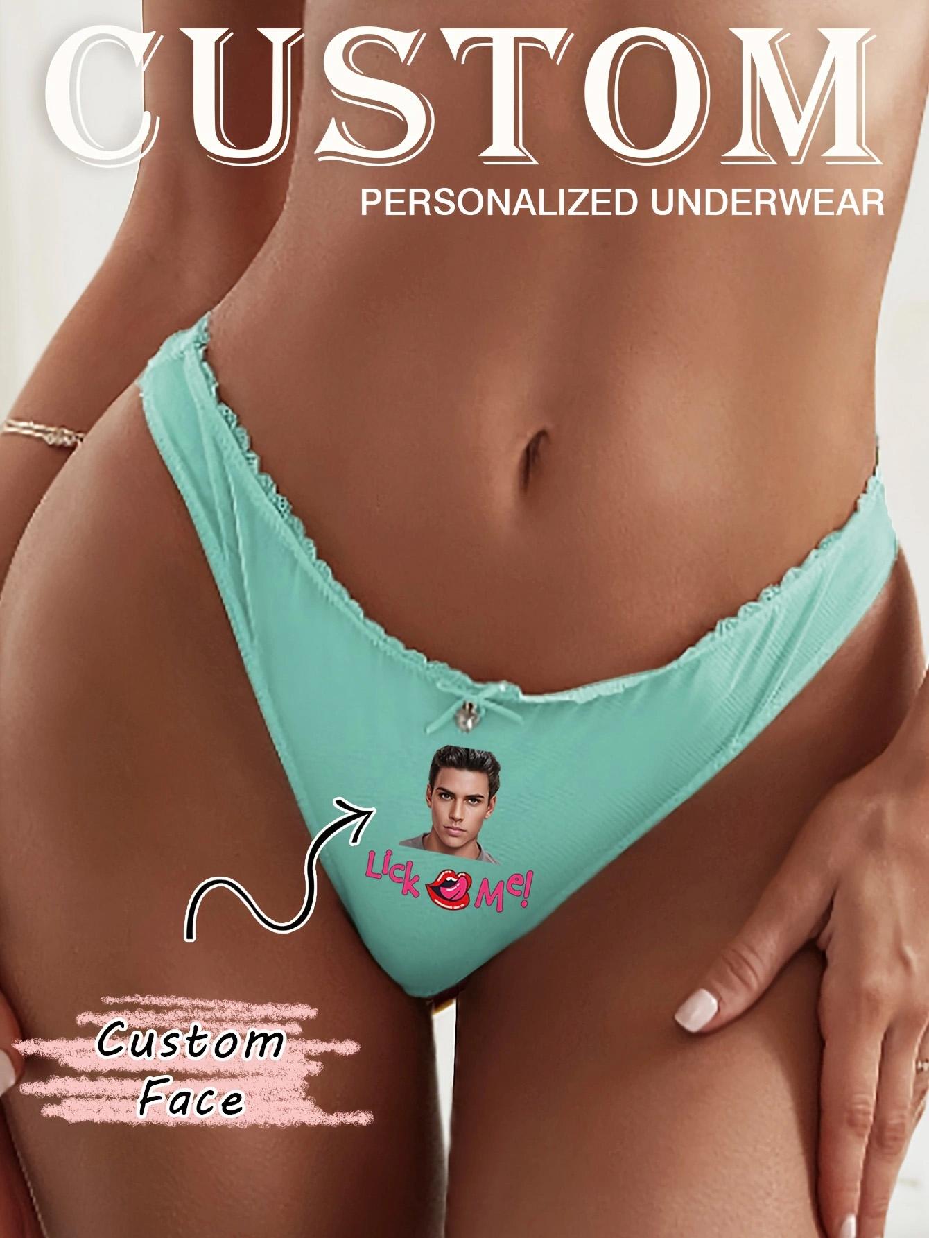 

Женские сексуальные трусики с индивидуальными портретами и сексуальными принтами, удобные трусики с низкой талией M зелёный