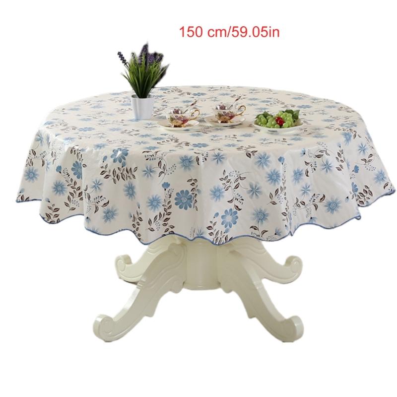 Florals Pattern Tablecloth Oilproof Waterproofs Easy Cleaning Round Table Cover for Home Restaurant Decors Table Cloth