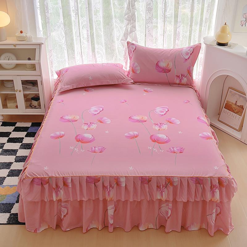 Double Bed Skirt Simple Style Bedspread Queen Size Bed Cover Breathable Mattress Protector Falda De Cama (Pillowcase Need Order)