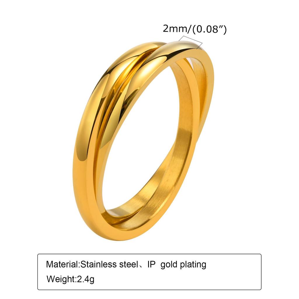 Tri-Color Titanium Steel Fashion Ring Set for Women - R-054