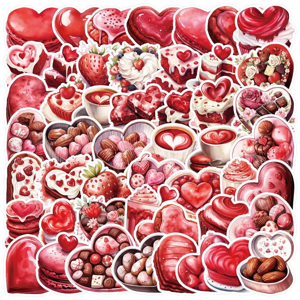 Valentine's Day Heart Graffiti Stickers: 50/100 Waterproof Decorative Stickers for Water Bottles & Computers