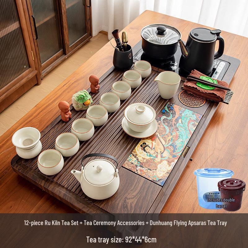Chaxun 12-Piece Ru Kiln Beam Handle Tea Set with Accessories