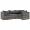 VidaXL Garden Lounge Set 4 Pcs with Cushions Grey Wicker, Outdoor Sofa Set, Garden Corner Sofa, 3308074