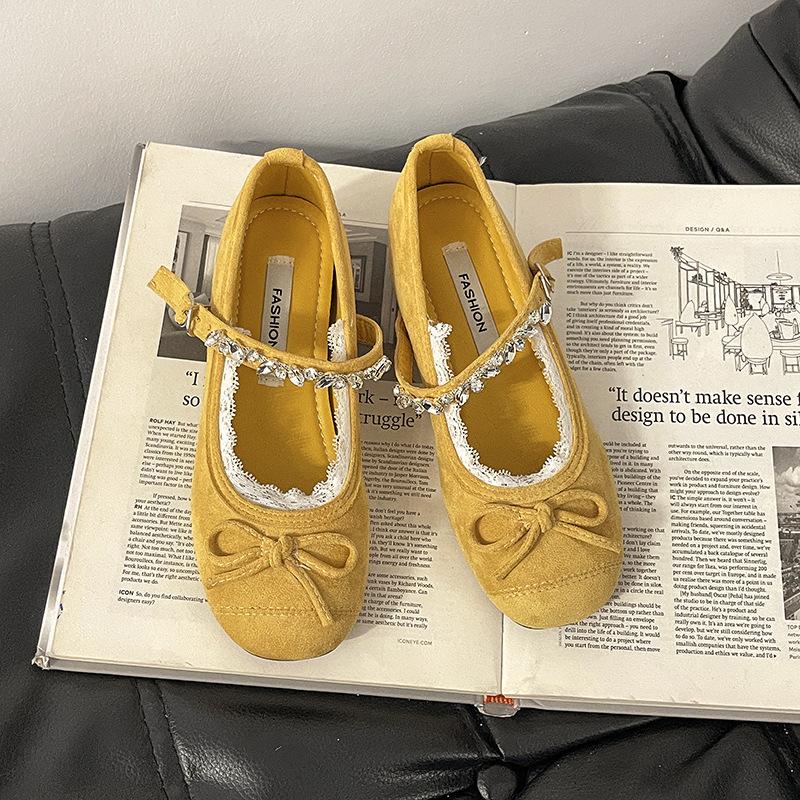 Korean Version of the Design Sense Bow Flat Bottom Shallow Mouth Mary Jane Shoes Women's 2025 Summer New Versatile Exquisite Small Leather Shoes