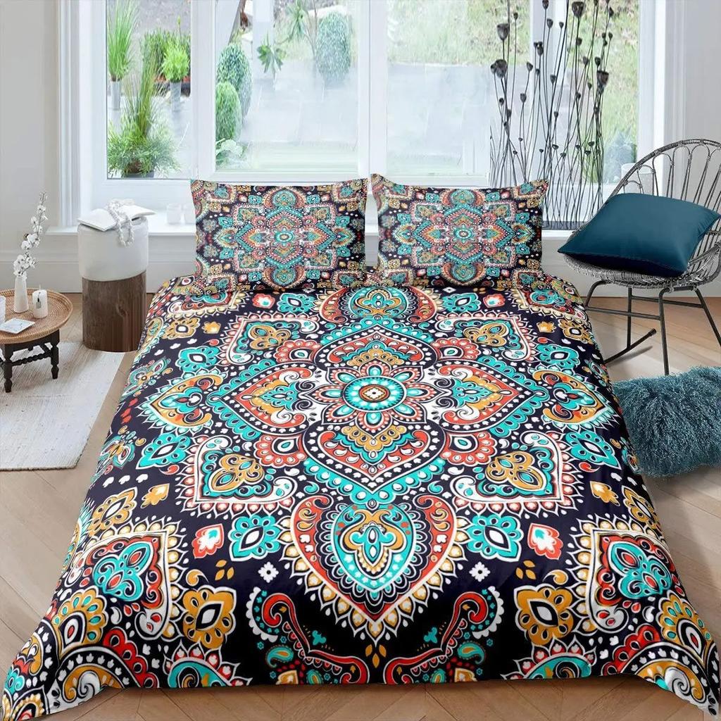 Victoria Baroque Bedroom Quilt Set Three-Piece Bohemian Exotic Duvet Set