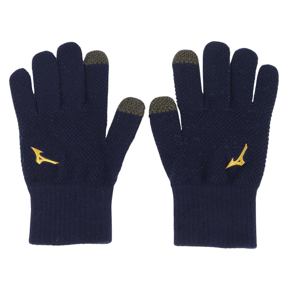 Mizuno Pro Breath Thermo Knit 12JYAA0114 Gloves, (Navy/FF/Men's, Women's)