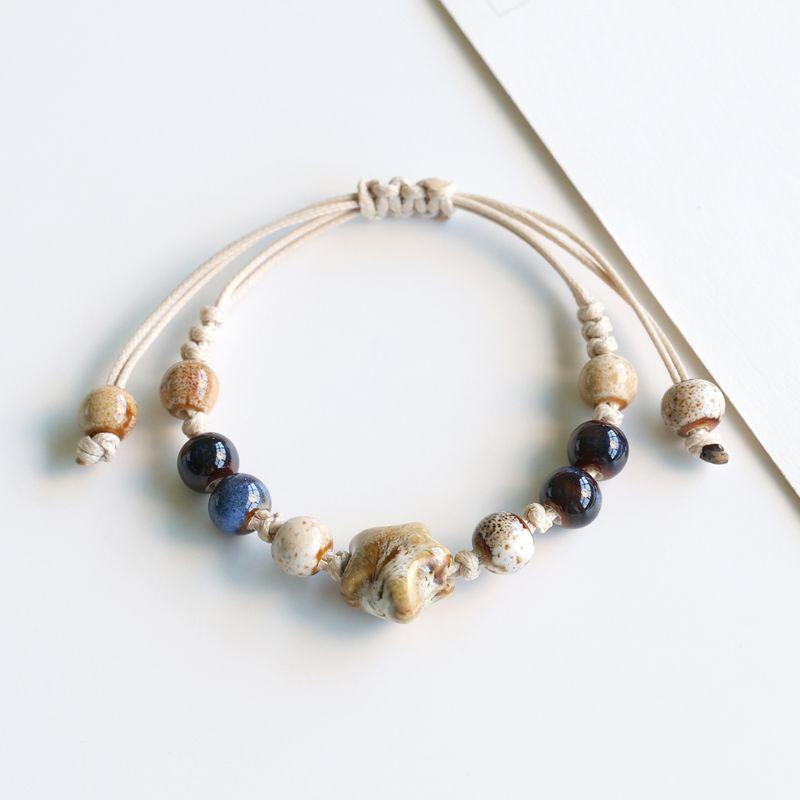 

Ретро Керамический Женский Цзиндечжэнь Парный Студенческий Браслет Flower Glaze Star White