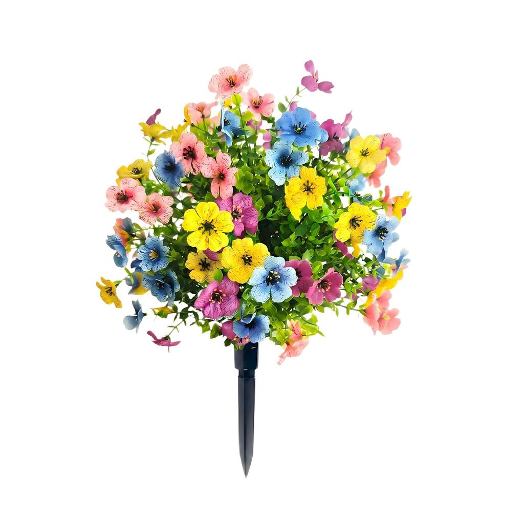 Outdoor Artificial Flowers with Ground Stakes Artificial Petunias Lifelike Decorative Flowers for Garden Yard Planter and Porch