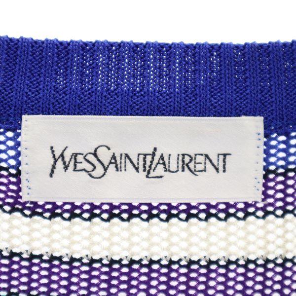 YVES SAINT LAURENT Border Pattern Long sleeve cardigan M Women Used