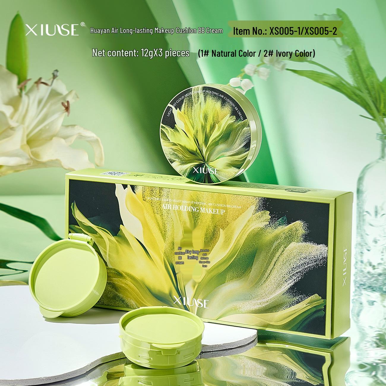 Xiuse Flower Face Cushion BB Cream: Moisturizing, Long-Lasting, Natural Fit, Non-Transfer Concealer. XS005-2
