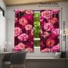 2er Set Rosa & Rote Rosen Transparent Vorhänge - Stangentasche Fensterdekoration für Schlafzimmer & Wohnzimmer, Maschinenwaschbares Polyester Heimdekoration