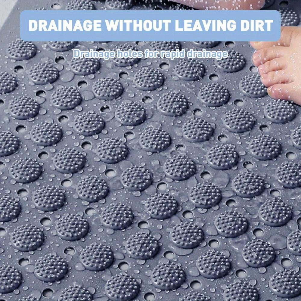 Rectangular Non-Slip Floor Mat Draining Hole Shower Foot Scrubber Foot Massage Pad  Bathtub