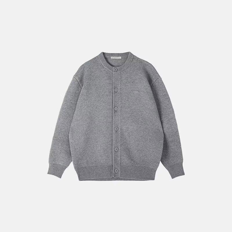 

2026 Unisex Chunky Knit Baseball Collar Cardigan: Spring/Autumn Loose Casual Solid Color Sweater Coat. 3X Large сірий колір