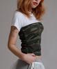 LIKE THE MOST Shirred Half Camo Point Short Sleeve T-Shirt_White