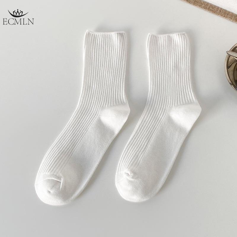 Autumn Winter Red Brown Color Series Women Loose Socks Rib Cotton Fashion Basic Daily Classic Sock Female