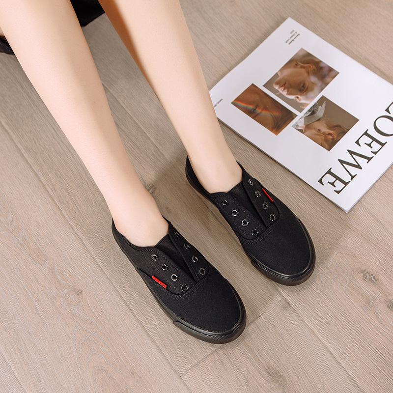 2025 Damen Slip-on Canvas Sneaker Leicht Rutschfest Atmungsaktiv Einfarbig Freizeitschuhe für Teenager Bequeme Laufschuhe