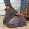 Winter Frauen Kurze Plüsch Warme Schnee Stiefel Casual Schuhe Neue Wildleder Pelz Chelsea Stiefeletten Wohnungen Plattform Damen Schuhe Botas