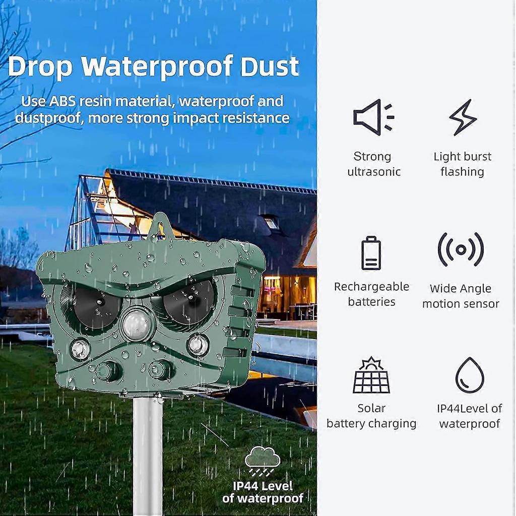Ultrasonic Cat Repeller, Outdoor Cat Dog Repeller, Waterproof Solar Charge Repeller