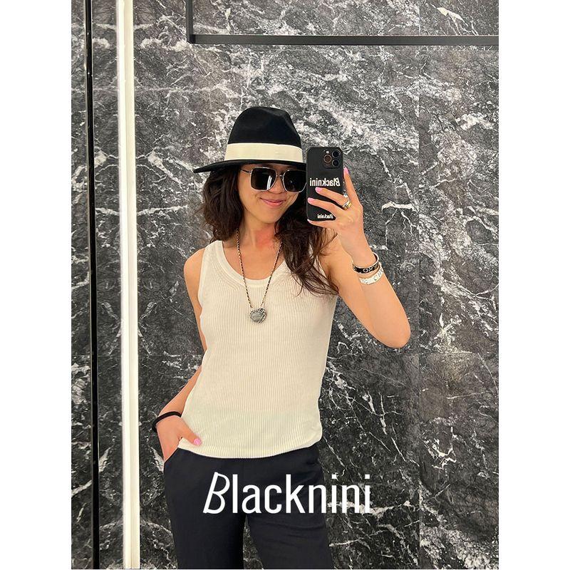 Blacknini Yin Huafu/Exquisite Wool Tencel Blended Two-Color Knitting Sleeveless Vest Bottoming Shirt