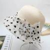 Summer Polka Dot Sun Hat Solid Color Sun Protection Basin Hat Organza Breathable Bowler Hat