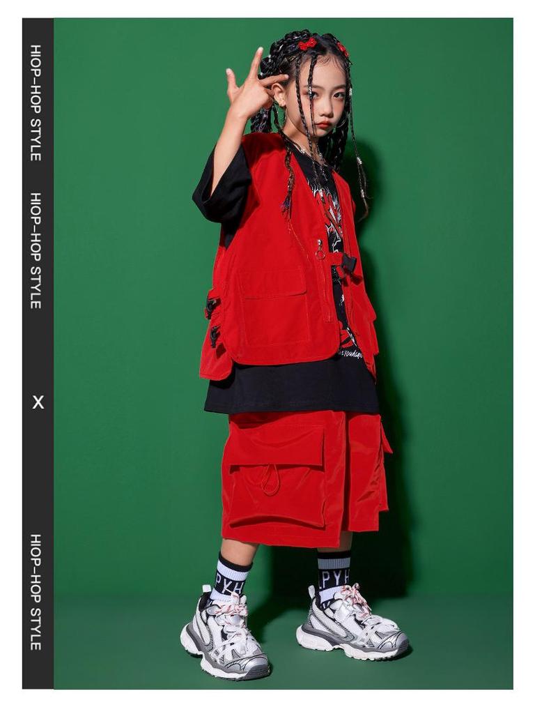 Girls' Japanese Street Dance Performance & Catwalk Costume: Trendy Hip-Hop Suit