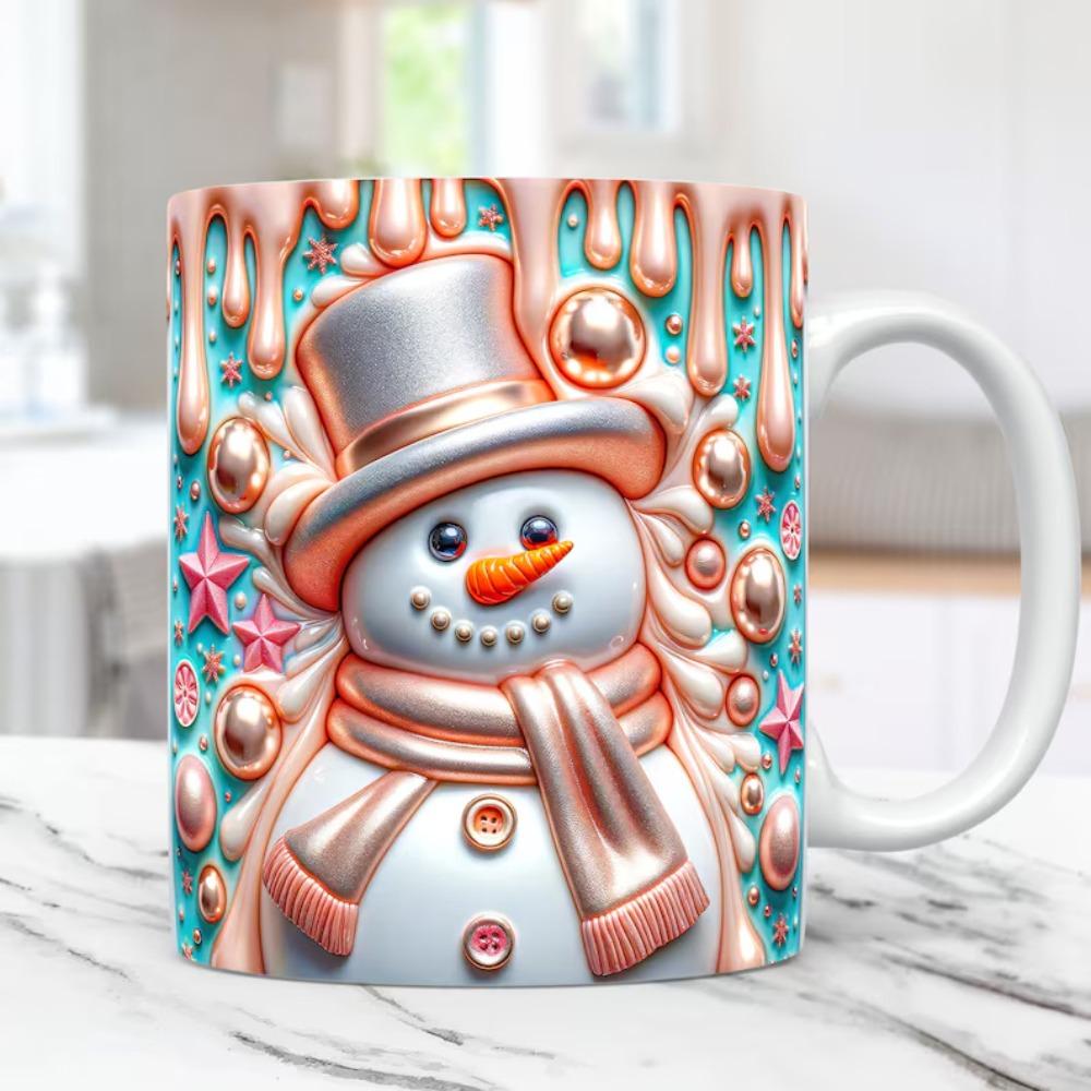 Ceramic coffee mug Xmas gift tea cup snowman 301-400ml