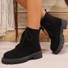 Fashion Classic Black Faux Suede Boots Women Autumn Winter 2025 Lace Up Platform Ankle Boots Woman Round Toe Warm Booties Mujer