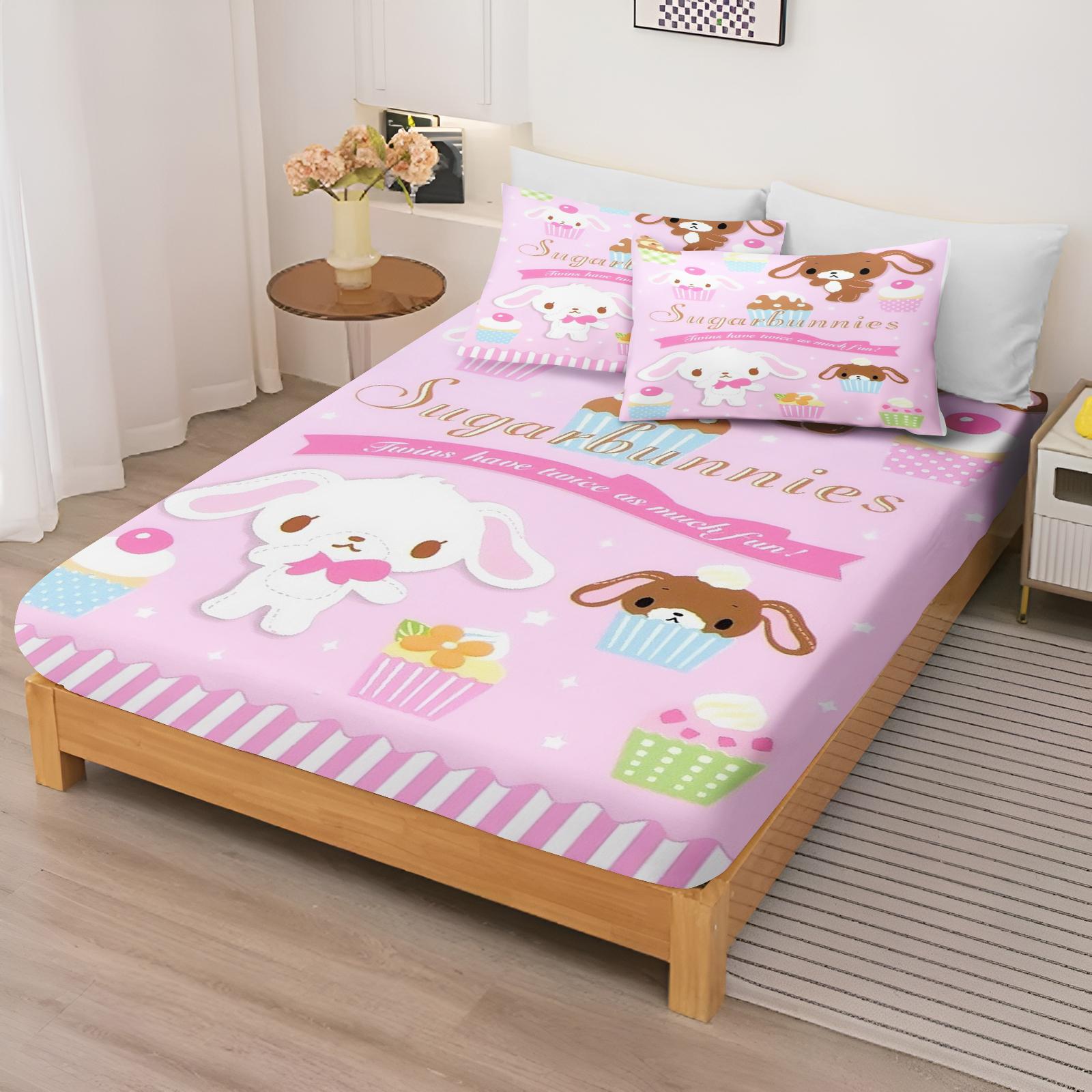 Lenzuolo con Angoli Cartoon Co-Branded Set Biancheria da Letto Anime Sugarbunnies Copriletto Stampato Honig Bonnie Per Bambini Adulti 2/3 Pezzi