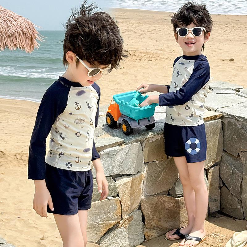 2025 New Boys' Cute Quick-Dry Ocean-Themed Split Swimsuit Beachwear
