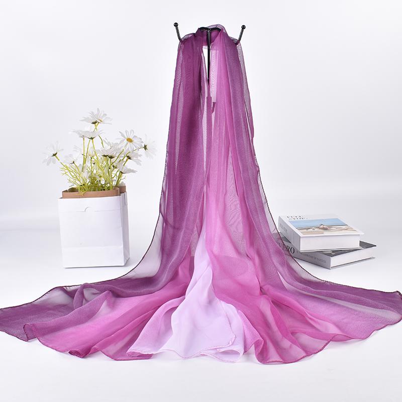 Spring/Summer New Three Color Gradient Silk Scarf 75 * 180 Georgette Long Scarf