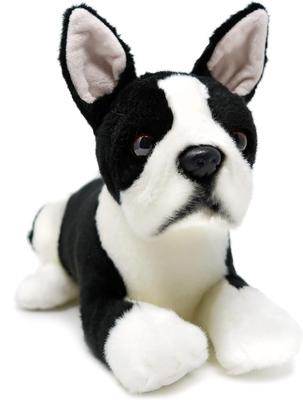 [VIAHART] Boston Terrier Baxter Plush Toy, Black and White, Medium Size (Approx. 30cm), Fluffy Dog Toy, Washable Plush Toy [Used]