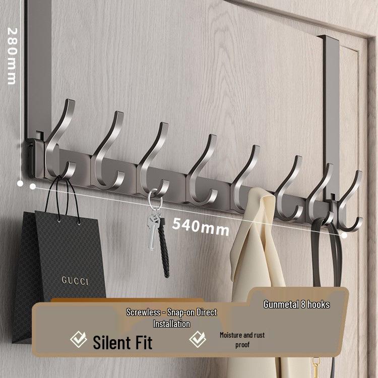 Over-the-Door Coat Rack & Shelf Combo - No-Drill Hanger for Bedroom & Doorway