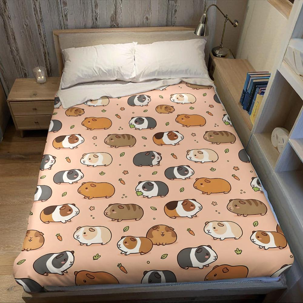 Cute Guinea Pig Flannel Blanket Warm Soft Halloween Christmas Couch Warm Cozy Decorative Decor Gift For All Season