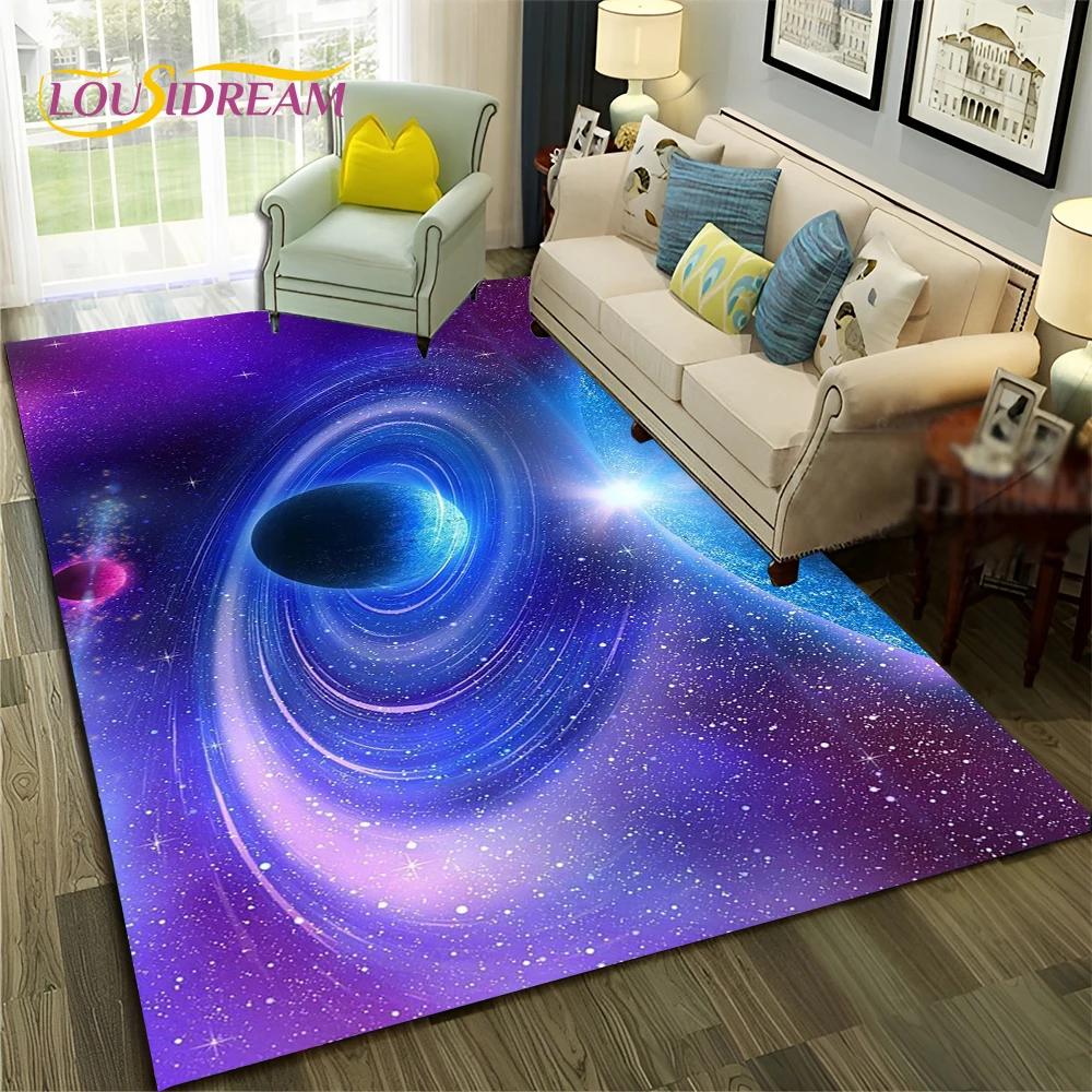 Galaxy Planet Star 3D Univers Weltraum Teppich Teppich für Zuhause Wohnzimmer Schlafzimmer Sofa Fußmatte Dekor,Kinderbereich Teppich Rutschfeste Bodenmatte