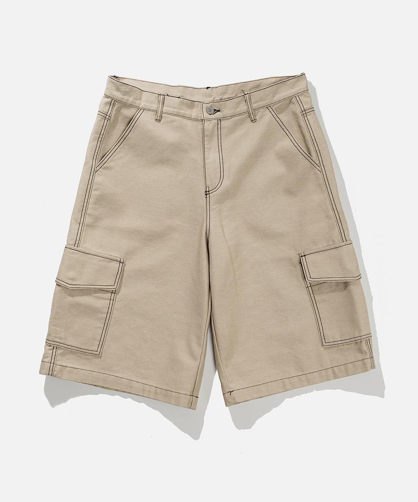 VASTIC Wide Cargo Denim Bermuda Pants_Beige