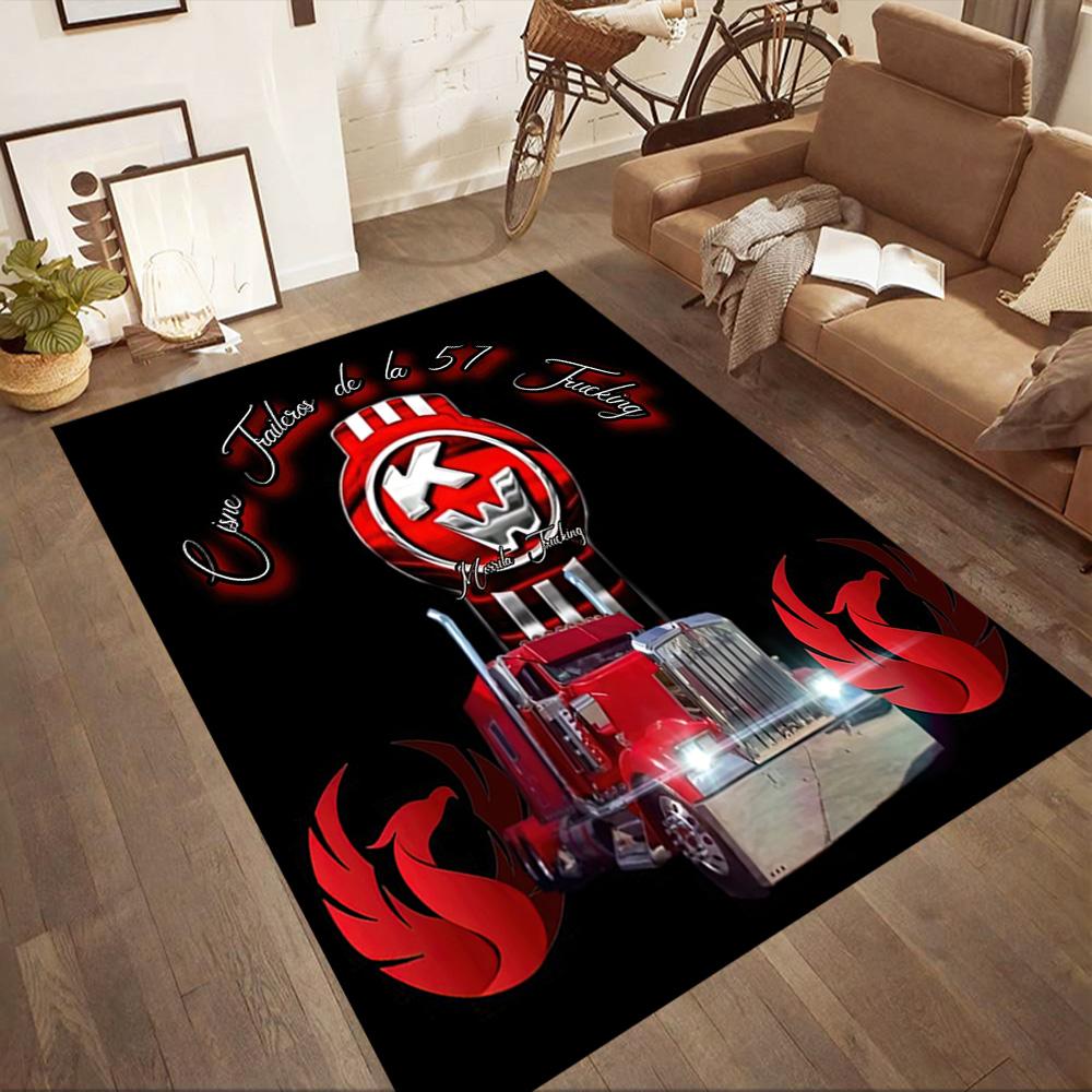 Kenworth Illuminated Logo Sign Square rugs are a great choice for living rooms, bedrooms, home décor, and as gifts.