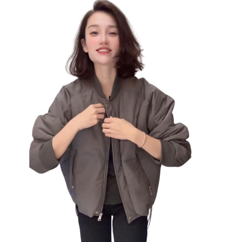 Women's Retro Quilted Baseball Jacket - Versatile 2024 Autumn/Winter Zipper Cotton Jacket, Petite Fit, Trendy Casual Fashion.