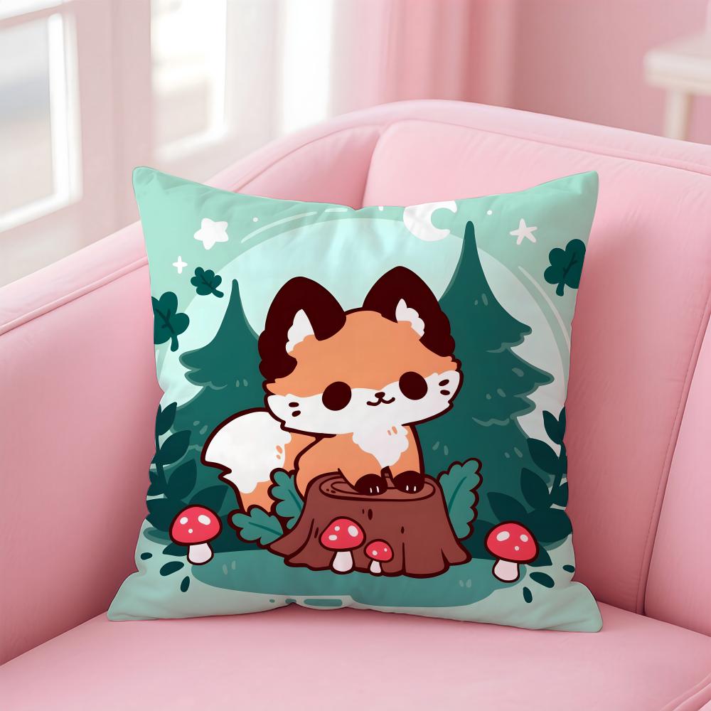 cute animal FFlat Foxes Cushion Cover Pillowcase Short Plush Invisible zipper Room Sofa Cushion Cover