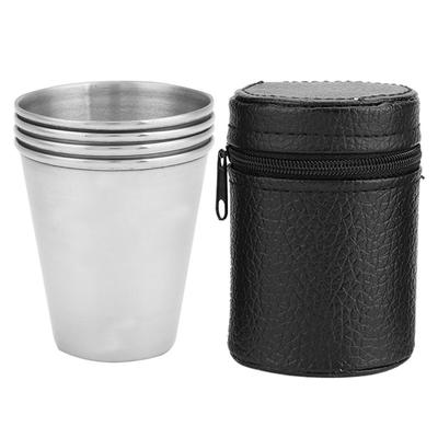 4pcs Portable Stainless Steel Cups Set for Outdoor Camping Travel (M)