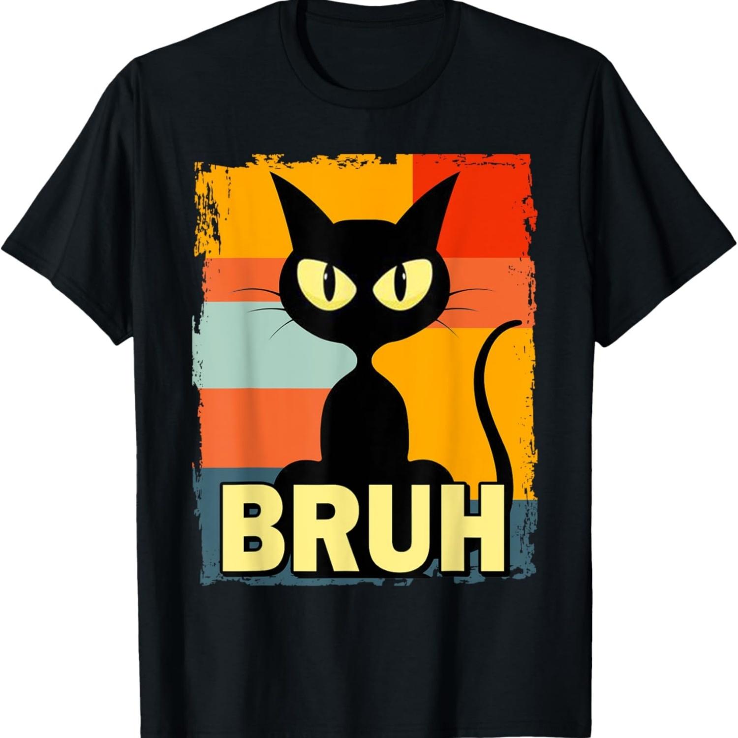 Funny Cool Cat Bruh Slang Cat Meme Culture Cat Sarcastic T-Shirt S