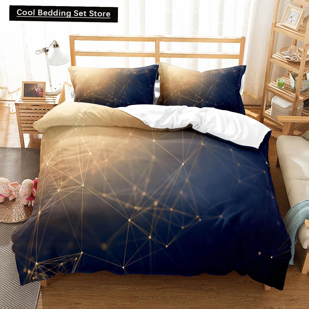 3D Abstract King Queen Duvet Cover Solid Geometry Bedding Set Rotate Three-dimensional Space 2/3pcs Polyester Soft Quilt Cover